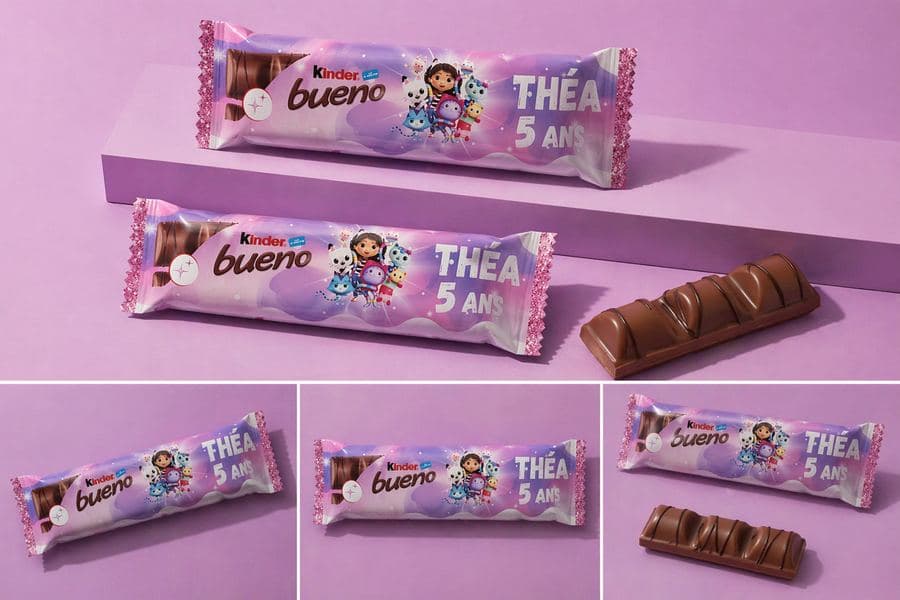Barres chocolatées personnalisées au prénom Théa pour un anniversaire de 5 ans